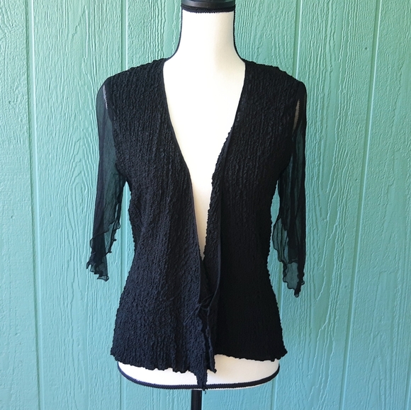 Tops - Diffusion D 100% Silk Open Crepe Tie Blouse